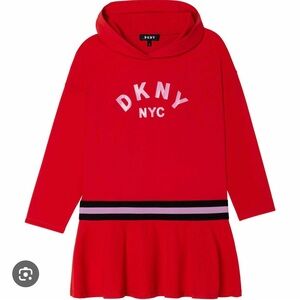 Size 8 DKNY hooded kids dress red